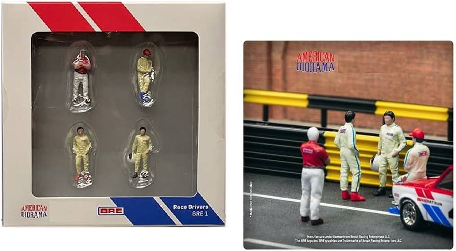 American Diorama x Tarmac Works 1:64 Race Drivers BRE Brock Racing Figures 4pcs